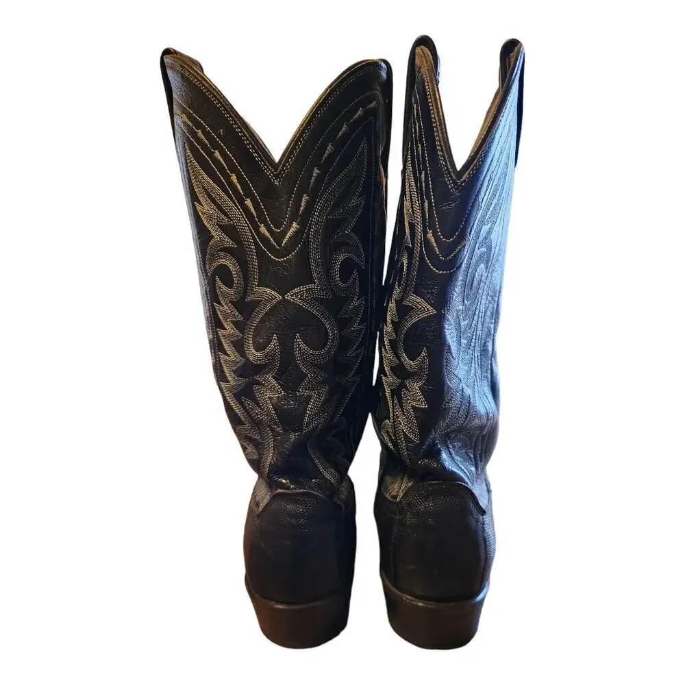 Dan Post‎ Teju exotic cowboy boots sz 10D lizard skin/ leather shaft style 16830